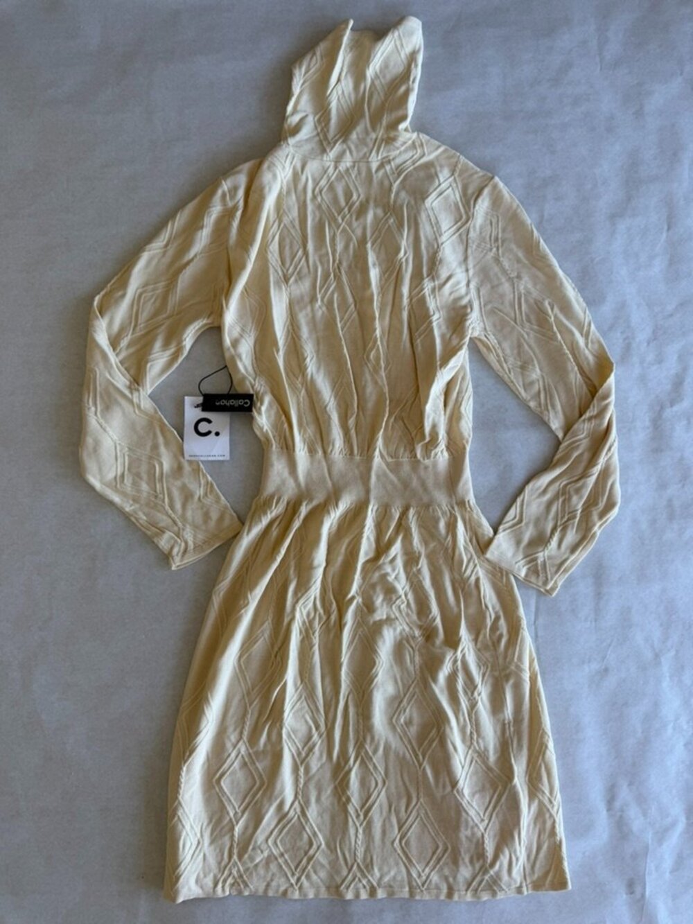 Callahan Turtleneck Sweater Dress Cream Diamond Knit Sz M NWT